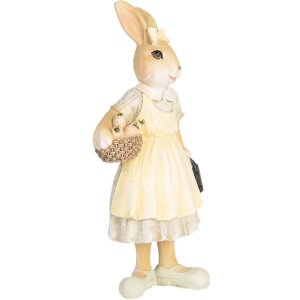 Clayre & Eef 6PR5455 Deko-Kaninchen Beige Gelb 8x5x15...