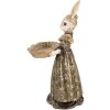 Clayre & Eef Украшение Кролик с миской бежевый зеленый золотой 16x15x29 см