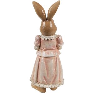 Clayre & Eef Украшение Кролик Полирезин Коричневый Розовый 11x11x26 см Стиль кантри