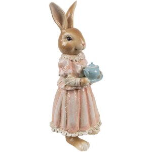 Clayre & Eef Украшение Кролик Полирезин Коричневый Розовый 11x11x26 см Стиль кантри