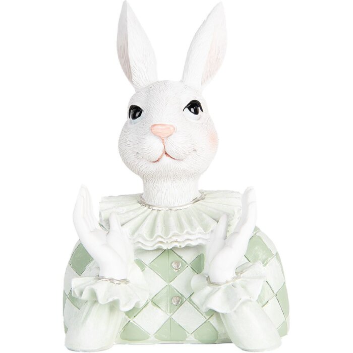 Clayre & Eef Декоративный кролик бело-зеленый 11x10x16 см полирезин стиль кантри