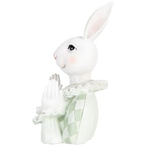 Clayre & Eef Декоративный кролик бело-зеленый 11x10x16 см полирезин стиль кантри