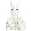 Clayre & Eef Декоративный кролик бело-зеленый 11x10x16 см полирезин стиль кантри