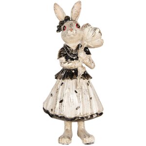 Clayre & Eef Deko-Kaninchen Beige Schwarz 13x11x30 cm...