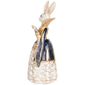 Clayre & Eef Декоративный кролик бежево-золотой 11x10x24 см Полирезиновая фигурка животного
