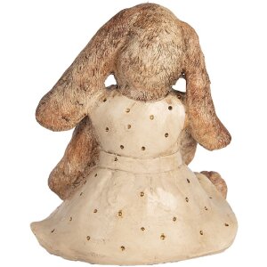 Clayre & Eef Deko-Kaninchen Polyresin Braun Beige Gold 16x14x18 cm