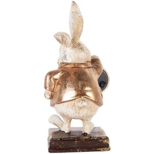Clayre & Eef Deko-Kaninchen mit Uhr Vintage Landhausstil Polyresin Gold