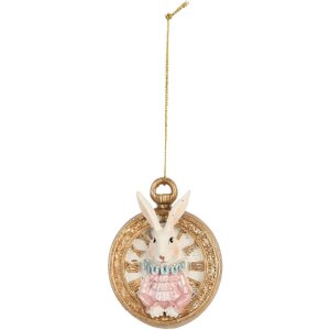 Clayre & Eef Подвеска Кролик из белого золота 6x3x7 см Украшение в стиле кантри