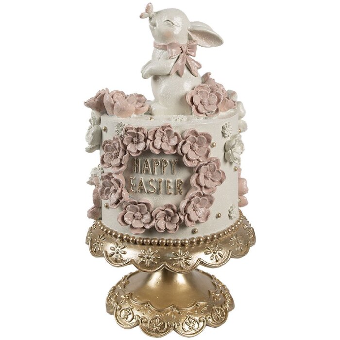 Clayre & Eef Украшение для торта Ø 18x32 см Бело-розово-золотое пасхальное украшение