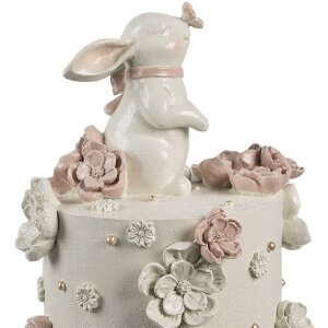 Clayre & Eef Украшение для торта Ø 18x32 см Бело-розово-золотое пасхальное украшение