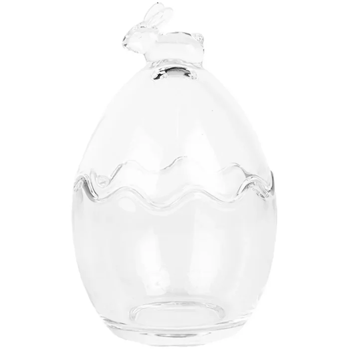 Банка для хранения Clayre & Eef с крышкой с пасхальным дизайном в виде кролика Ø 11x17 см стекло