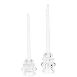 Clayre & Eef 6GL4932 Kerzenständer Glas Transparent Ø 8 cm Höhe 7 cm