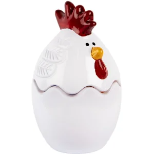 Clayre & Eef 6GL4993 Банка для хранения с крышкой белая в стиле кантри Ø 6 x 9 см