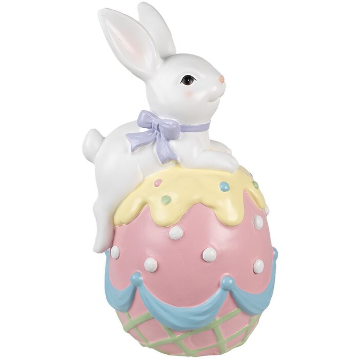 Clayre & Eef декоративный кролик на пасхальном яйце пастель 32x28x55 см стиль кантри