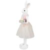 Clayre & Eef Украшение Кролик бело-розовый 20x17x76 см Полирезин Пасхальное украшение