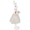 Clayre & Eef Украшение Кролик бело-розовый 20x17x76 см Полирезин Пасхальное украшение