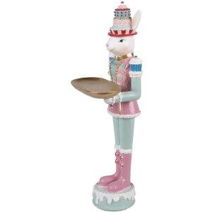 Clayre & Eef Deko-Kaninchen Polyresin Weiß Rosa...