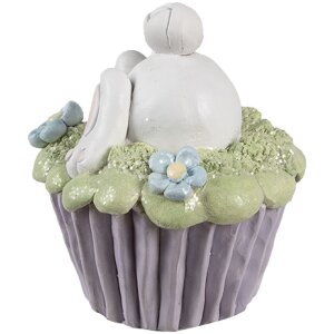 Clayre & Eef 6PR5169 Deko-Kaninchen Weiß Violett Grün Ø11x12cm Polyresin