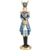 Clayre & Eef Deko-Kaninchen Blau Gold 5x5x18 cm Osterfigur Polyresin