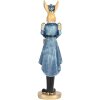 Clayre & Eef Deko-Kaninchen Blau Gold 5x5x18 cm Osterfigur Polyresin