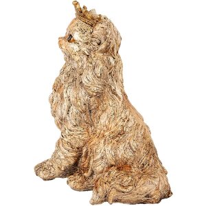 Clayre & Eef Deko-Katze mit Krone Beige 23x19x28 cm Vintage-Optik