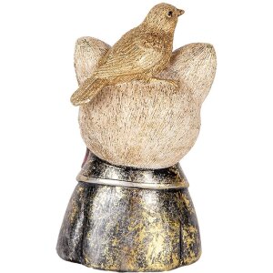 Clayre & Eef 6PR5079 Dekoration Büste Katze 11x9x18 cm Weiß Schwarz Gold