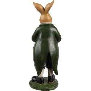 Clayre & Eef Deko-Kaninchen Landhausstil Braun Grün 8x7x20 cm Polyresin
