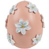 Декоративное яйцо Clayre & Eef Ø 11x13 см розовое с белыми цветами в стиле кантри