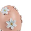 Декоративное яйцо Clayre & Eef Ø 11x13 см розовое с белыми цветами в стиле кантри
