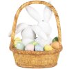 Clayre & Eef Декоративный кролик в корзине 17x13x20 см бело-коричневый Пасха в стиле кантри