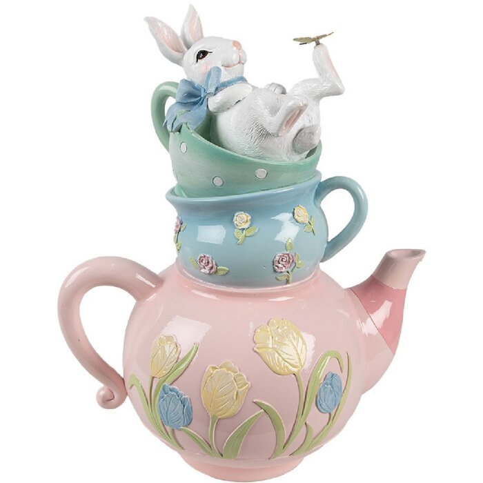 Чайник Clayre & Eef Decoration Rabbit Teapot Pink Blue Country Style 28x19x34 см