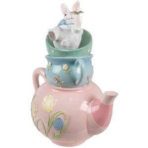 Чайник Clayre & Eef Decoration Rabbit Teapot Pink Blue Country Style 28x19x34 см