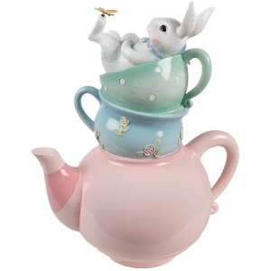 Чайник Clayre & Eef Decoration Rabbit Teapot Pink Blue Country Style 28x19x34 см