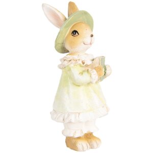 Clayre & Eef Deko-Kaninchen Landhausstil Beige Grün 5x5x11 cm Polyresin