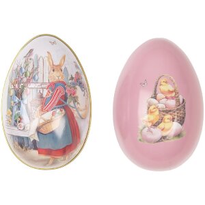 Clayre & Eef Deko-Ei Eisen Weiß Rosa 8x13 cm Nostalgie Osterdeko
