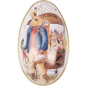 Clayre & Eef Deko-Ei Landhausstil Eisen Weiß Blau 7x11x7 cm