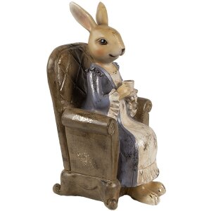 Clayre & Eef Deko Kaninchen Beige Braun 11x10x18 cm Osterfigur Landhausstil