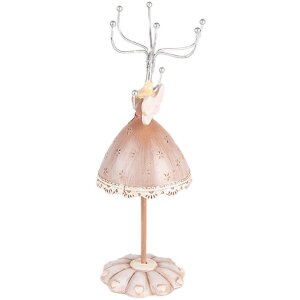 Clayre & Eef 65876 Schmuckständer Beige Ø 7x19 cm Romantisches Design Polyresin