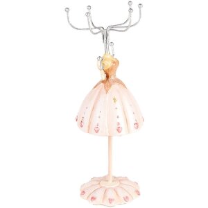 Clayre & Eef Schmuckständer Ø 7x19 cm Rosa Romantisches Design mit Herz-Details