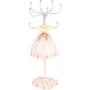 Clayre & Eef Schmuckständer Ø 7x19 cm Rosa Romantisches Design mit Herz-Details