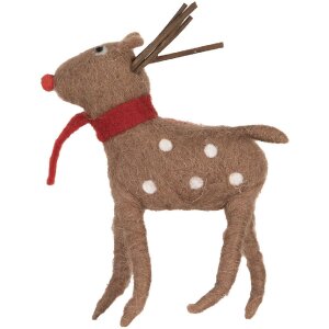 Clayre & Eef Рождественское украшение северный олень коричнево-красный 14x4x19 см стиль кантри
