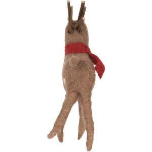 Clayre & Eef Рождественское украшение северный олень коричнево-красный 14x4x19 см стиль кантри