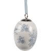 Clayre & Eef 6CE2034 Hänger Ei Dekoration Boho-Stil Weiß-Blau Ø 6x8 cm