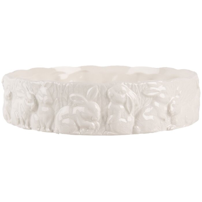 Clayre & Eef 6CE2035 Servierschale Keramik Weiß 20 cm Landhausstil Hase