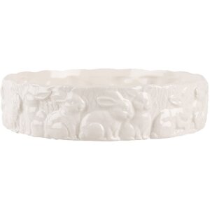 Clayre & Eef 6CE2035 Servierschale Keramik Weiß 20 cm Landhausstil Hase