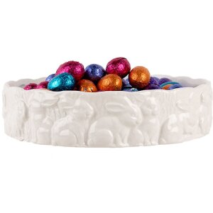 Clayre & Eef 6CE2035 Servierschale Keramik Weiß 20 cm Landhausstil Hase