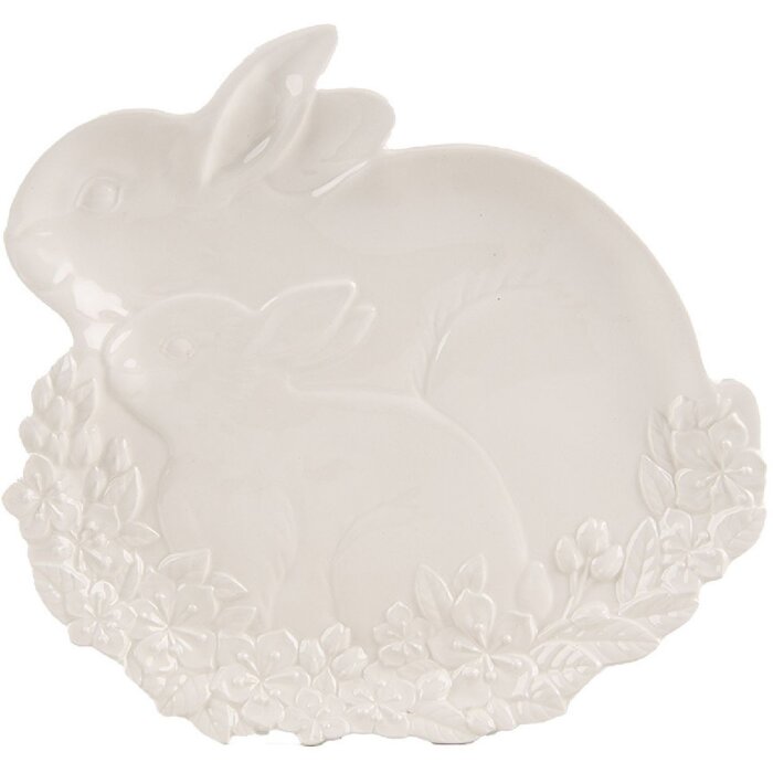 Clayre & Eef 6CE2037 Servierschale Osterdesign 23x24x2 cm Weiß Keramik