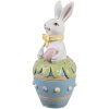 Clayre & Eef Deko-Kaninchen Osterfigur Weiß Blau Ø 7x16 cm