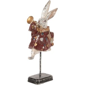 Clayre & Eef 6PR5493 Украшение Кролик белый красный золотой 18x7x34 см