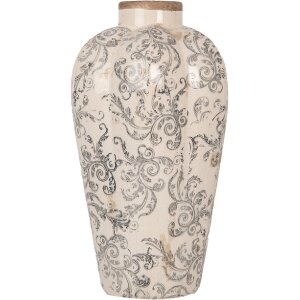 Clayre & Eef Vase Ø 21x35 cm Beige Grau...